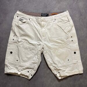 Point Zero Mens Off White Cargo Shorts Size 40 Multi Pocket Utility Casual